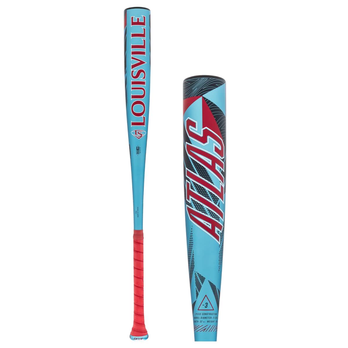Blue and red Louisville Slugger Atlas BBCOR baseball bat product photo