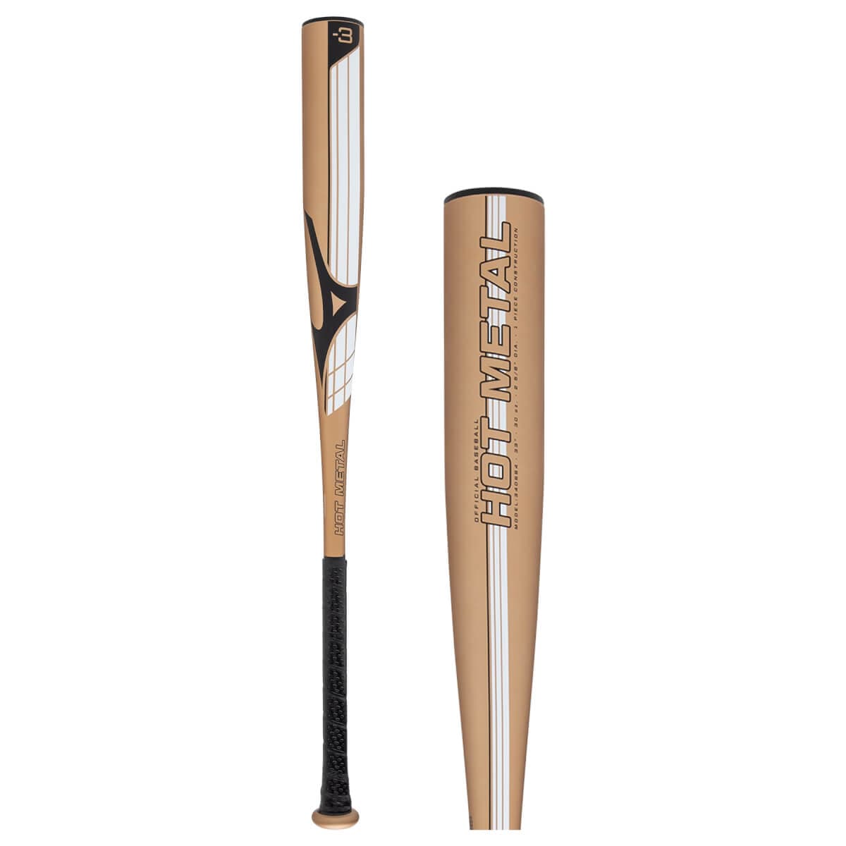 Brown, black and white Mizuno Hot Metal BBCOR baseball bat product photo