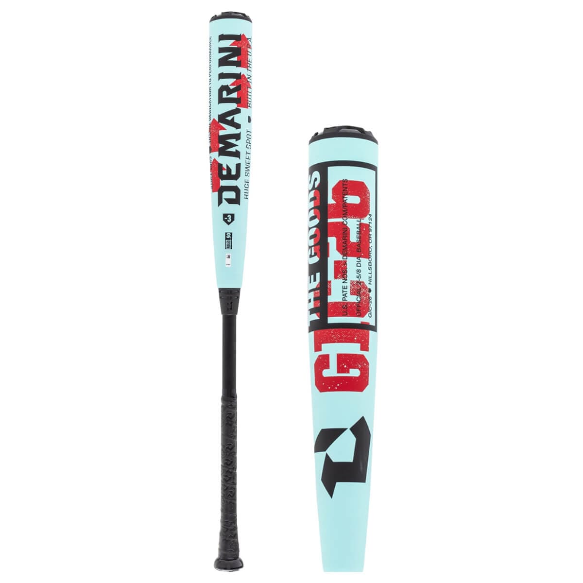 Black, white and red DeMarini The Goods BBCOR baseball bat product photo